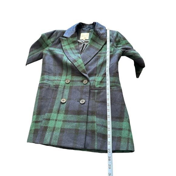 Avec Les Filles Navy Plaid Preppy Dark Academia Double Breasted Blazer Size XS - Picture 12 of 14